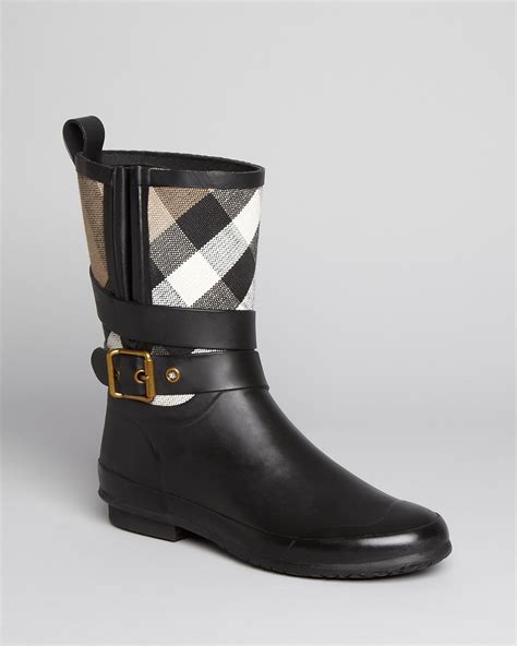 burberry rain boots holloway mid buckle check|BURBERRY RAIN.